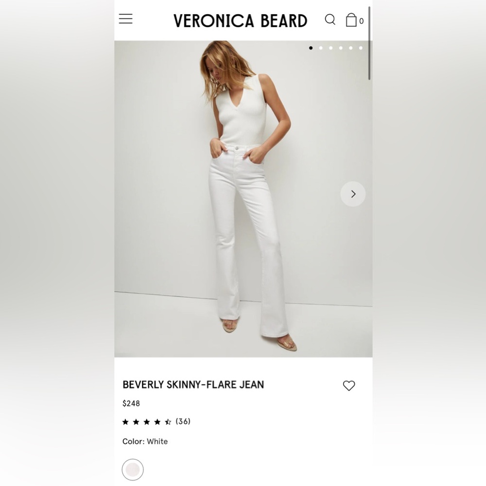 Veronica Beard Beverly Skinny Flare Jean - White - Size 31 - NWT